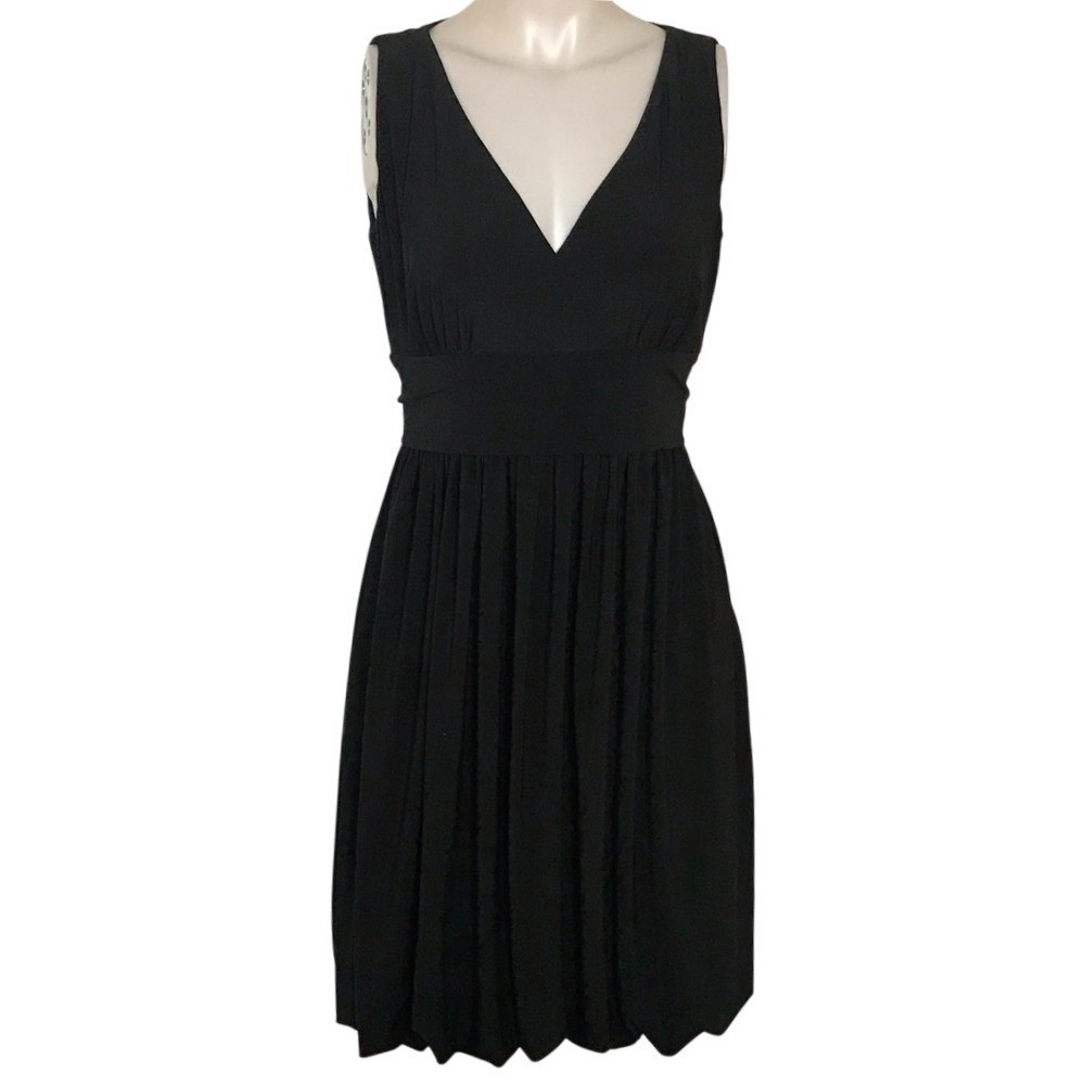 LOFT BLACK STRETCH‎ WAIST TIE SLEEVELESS DRESS
